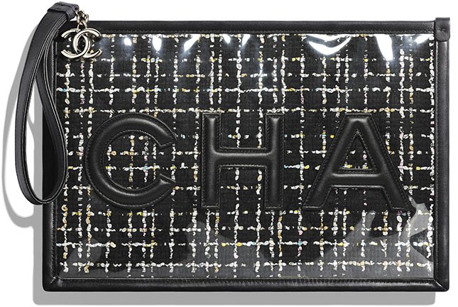 Chanel Tweed PVC Logo Pouches