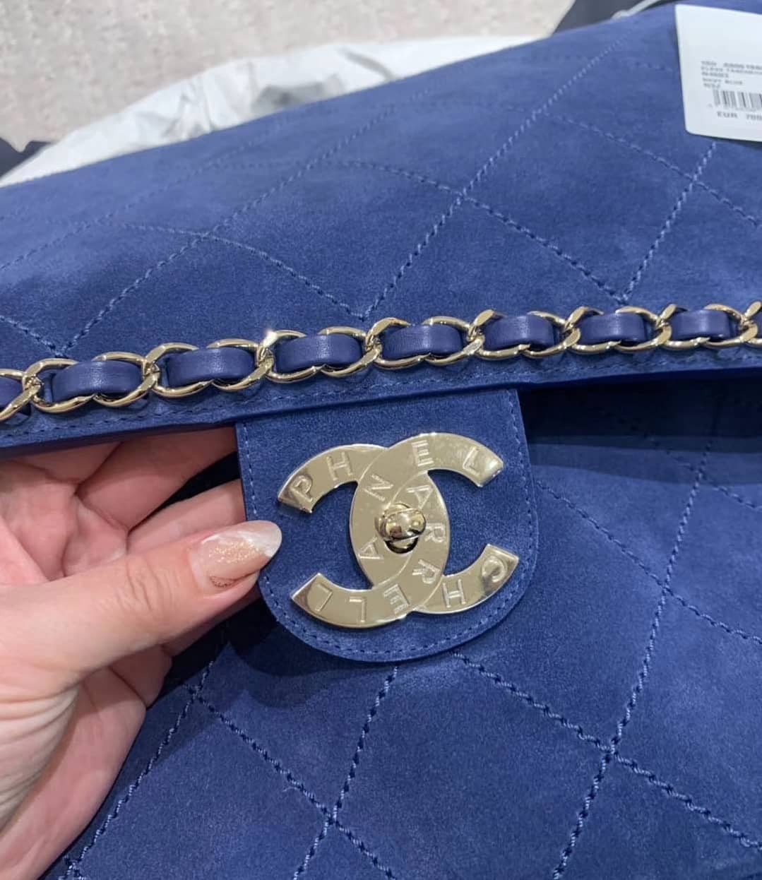 Chanel Pharrell Suede XXL Flap Bag - Blue Shoulder Bags, Handbags -  CHA904700