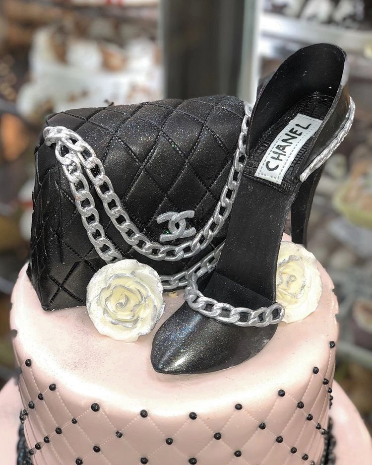 N1153a-black-chanel-purse-shoe-cake-toronto, For the love of cake Custom  Creation