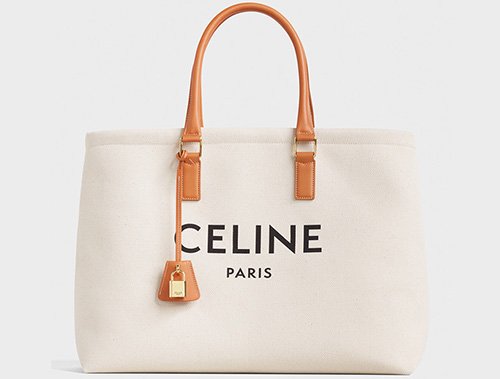 Celine Horizontal Cabas Canvas Logo Print Bag thumb