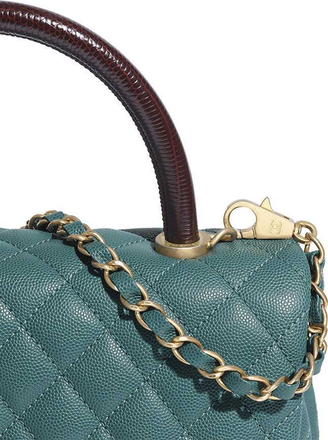 Chanel Coco Handle Bag With Lizard Embosse