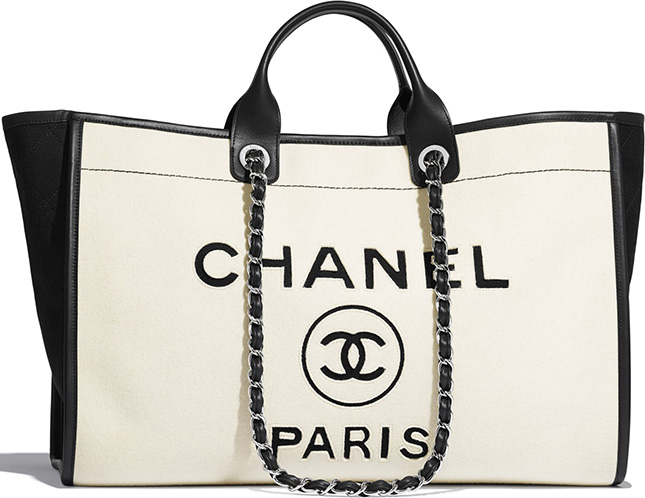 Chanel Bi Color Deauville Bag with Wool Felt and Calfskin