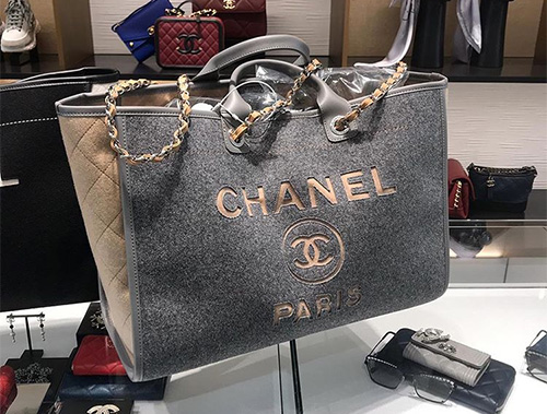 Chanel Bi Color Deauville Bag with Wool Felt and Calfskin thumb