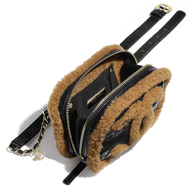 chanel shearling belt bag