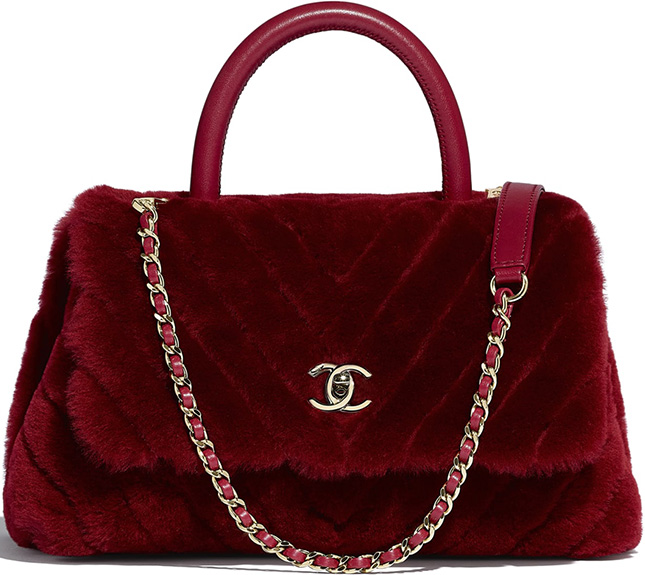 Chanel Shearling Chevron Coco Handle Bag