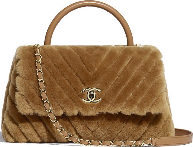 Chanel Shearling Chevron Coco Handle Bag
