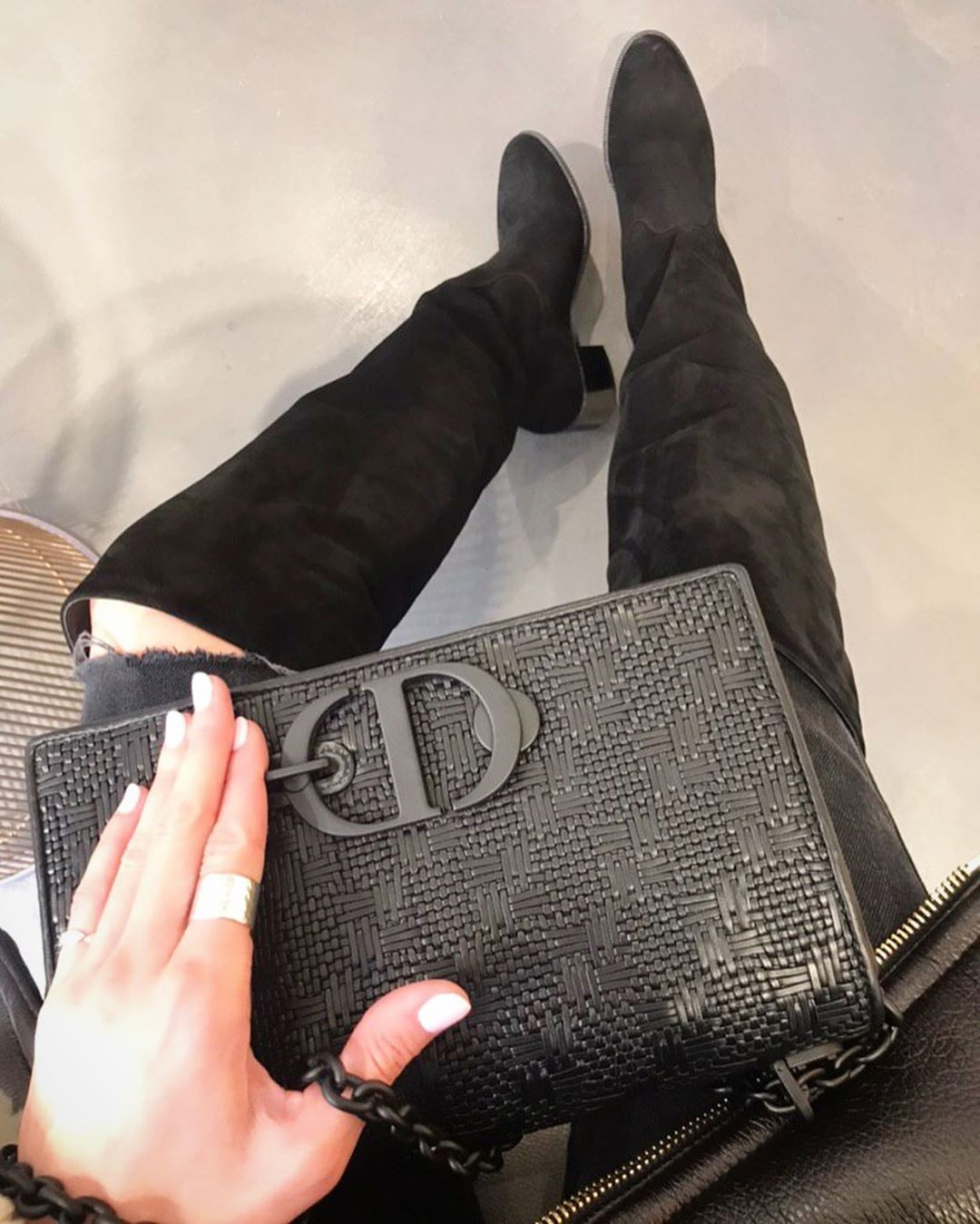 Dior All Black Montaigne Bag With New Print