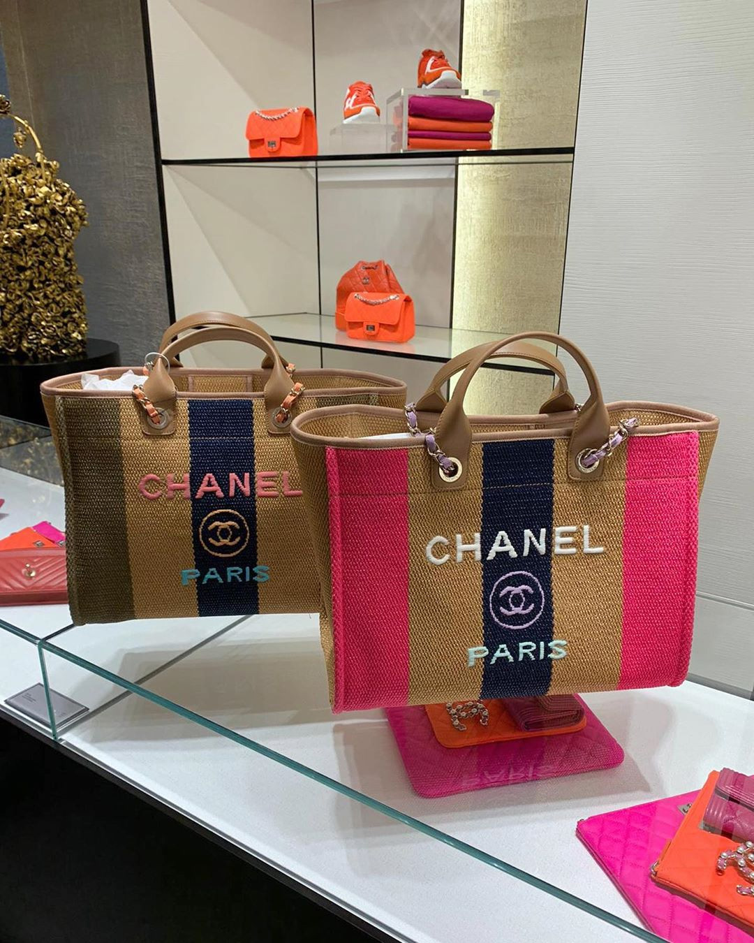 Chanel Viscose Multicolor Deauville Bag M