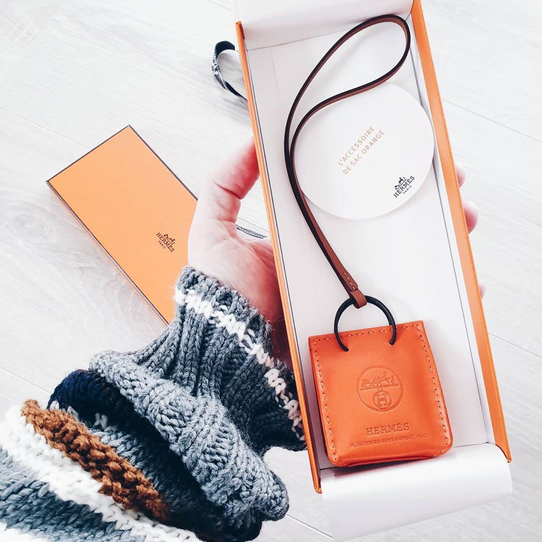 Hermes Orange Shopping Bag Charm | Bragmybag