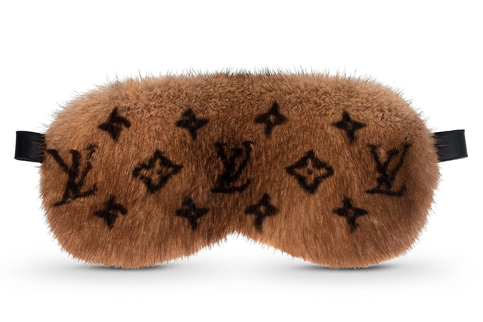 LOUIS VUITTON Monogram Mink Fur Sleep Mask Brown | FASHIONPHILE