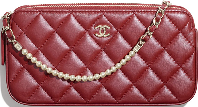 Chanel Pearl Zipped Wallet With Handle
