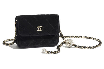 Chanel Velvet Chain Clutch With Charm thumb
