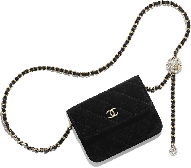 Chanel Velvet Chain Clutch With Charm