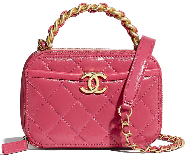 Chanel Chain Handle Vanity Case Bragmybag, Chanel Pink And Black Vanity Case
