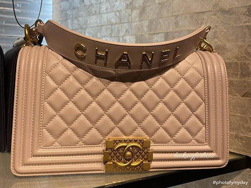 Chanel Boy Bag With Signature Strap And Quilted Logo thumb