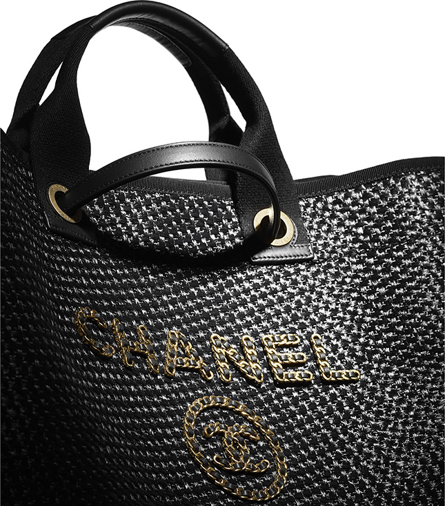 Chanel Deauville Woven Chain Leather Logo Bag