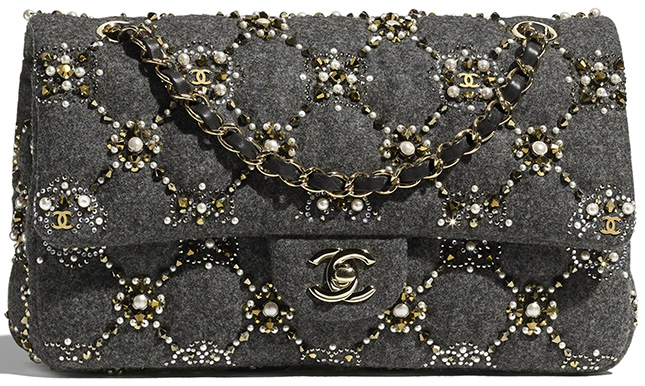 Chanel Crystal Pearl Quilted Classic Flap Bag