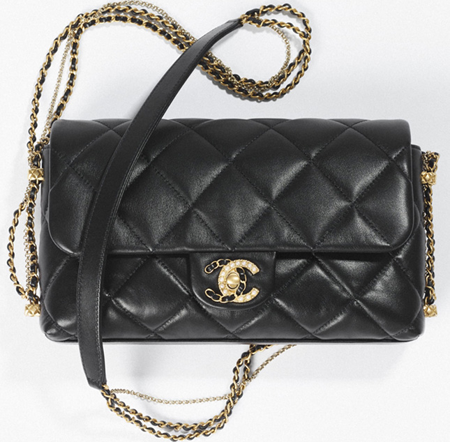 bestøve Tilsvarende plukke Chanel Flap Bag With Pearl And Woven Chain CC Logo | Bragmybag