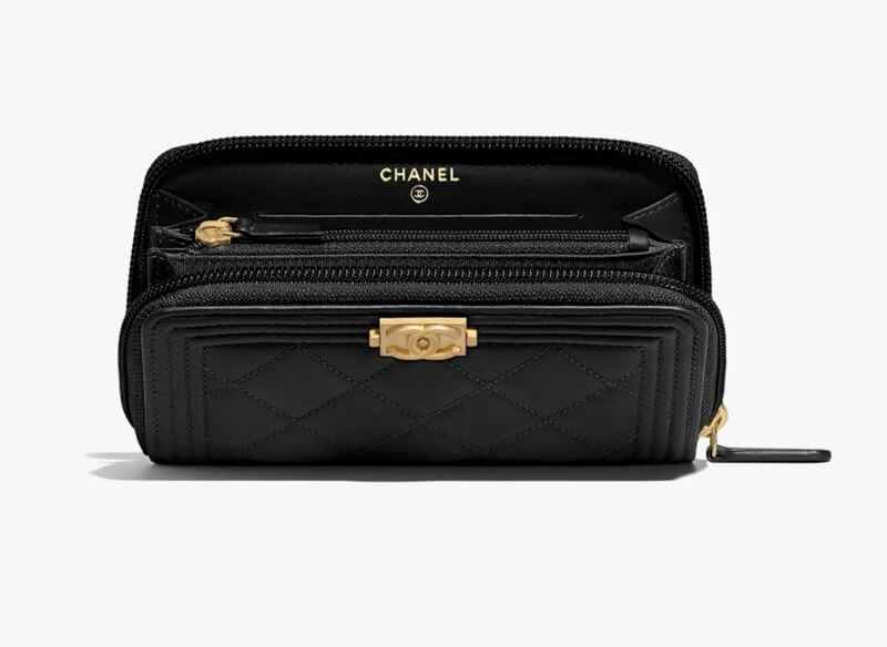 chanel boy zipped wallet prices