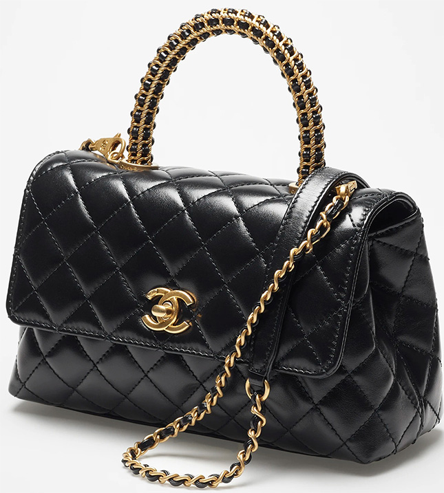 Chanel Coco Handle Bag With Woven Chain Leather Handle
