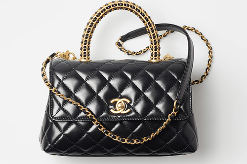 Chanel Coco Handle Bag With Woven Chain Leather Handle thumb
