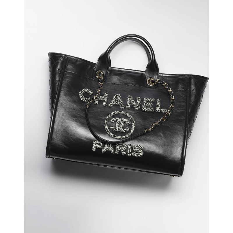 Chanel Deauville Bag in Calfskin And Tweed
