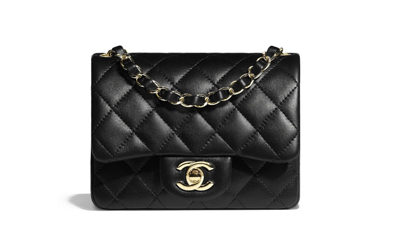 Black Quilted Denim CC Print Mini Square Classic Single Flap Bag Silver  Hardware, 2020, Handbags & Accessories, The New York Collection, 2021