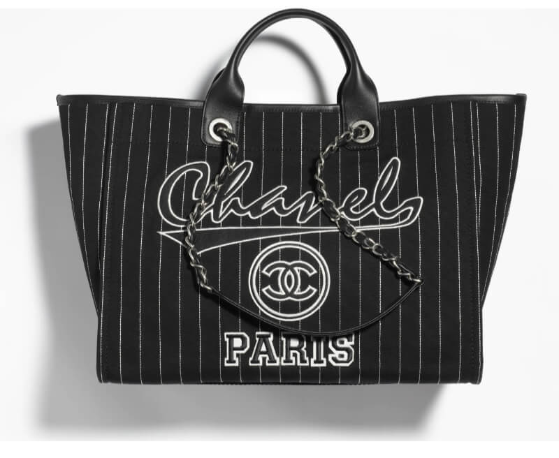 Chanel Large Shopping Bag in Cotton, Calfskin 