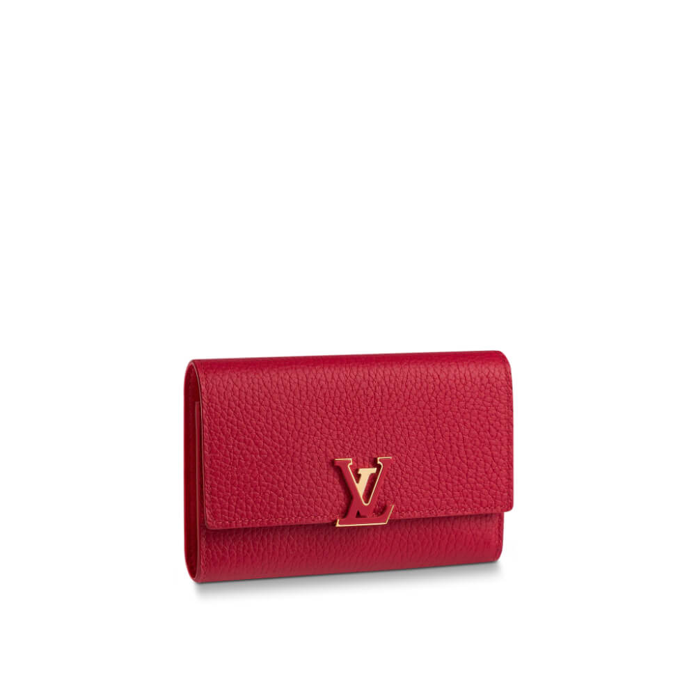 louis vuitton capucines compact wallet capucines wallets and small leather goods M PM Front view