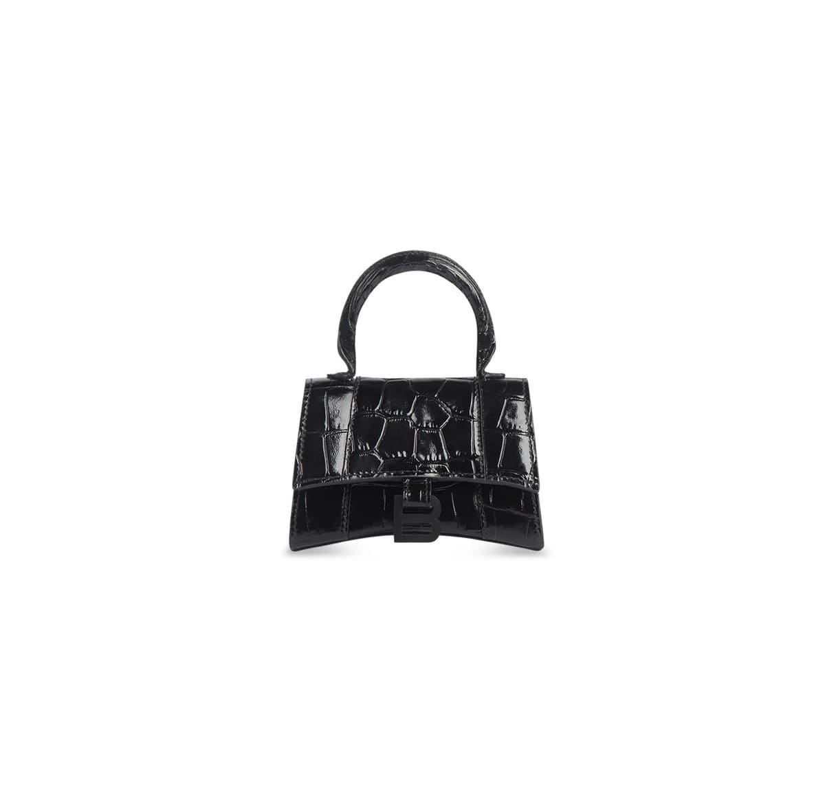 Balenciaga Hourglass Mini Bag in Croc Embossed black