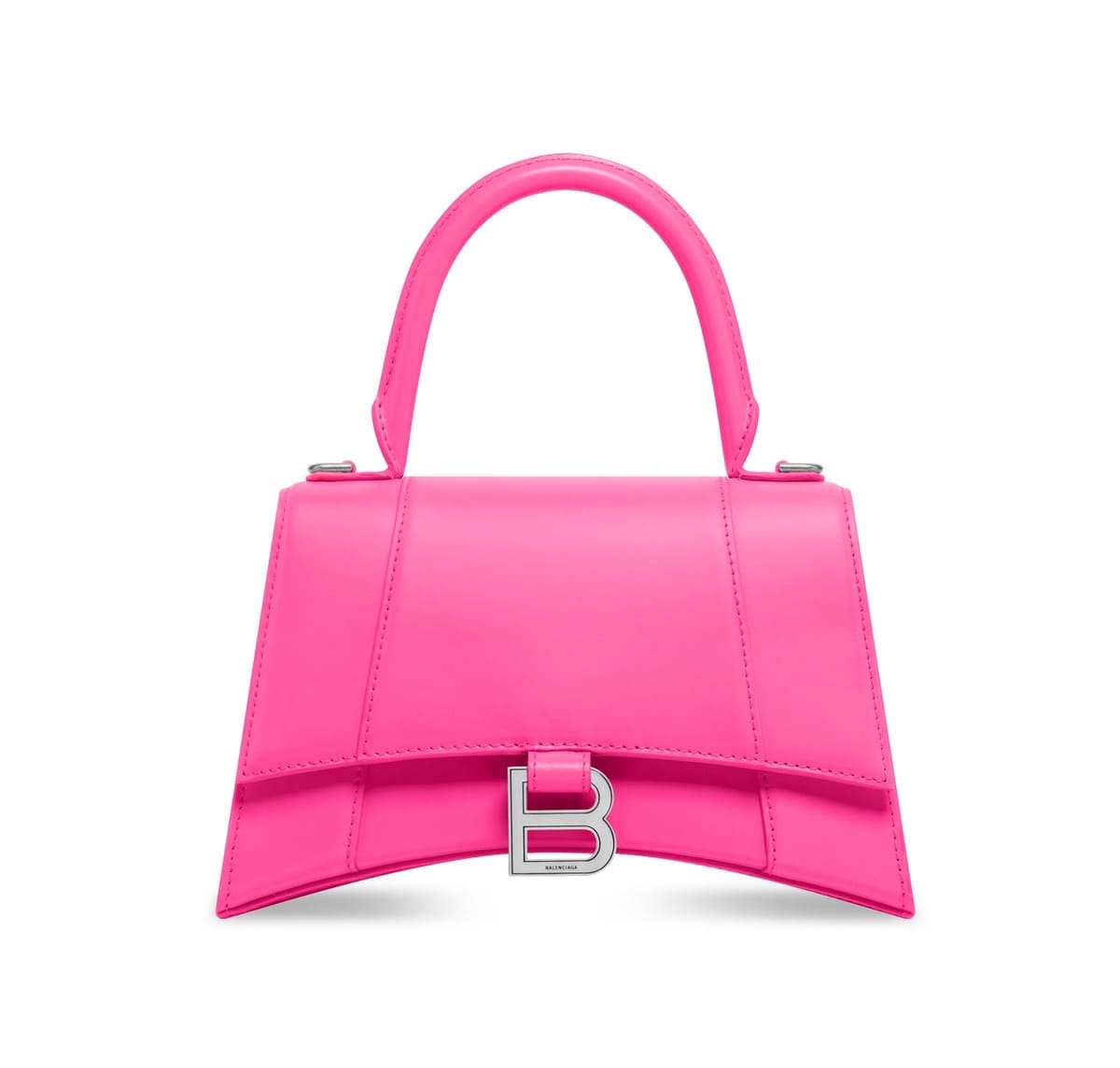 Balenciaga Hourglass Small Bag in Box Calfkin neon pink