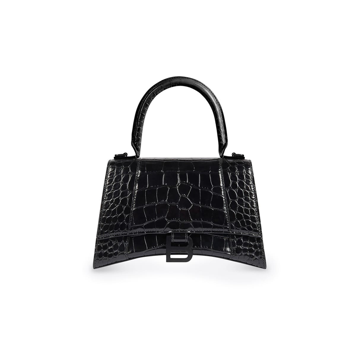Balenciaga Hourglass XS Bag in Croc Embossed all black