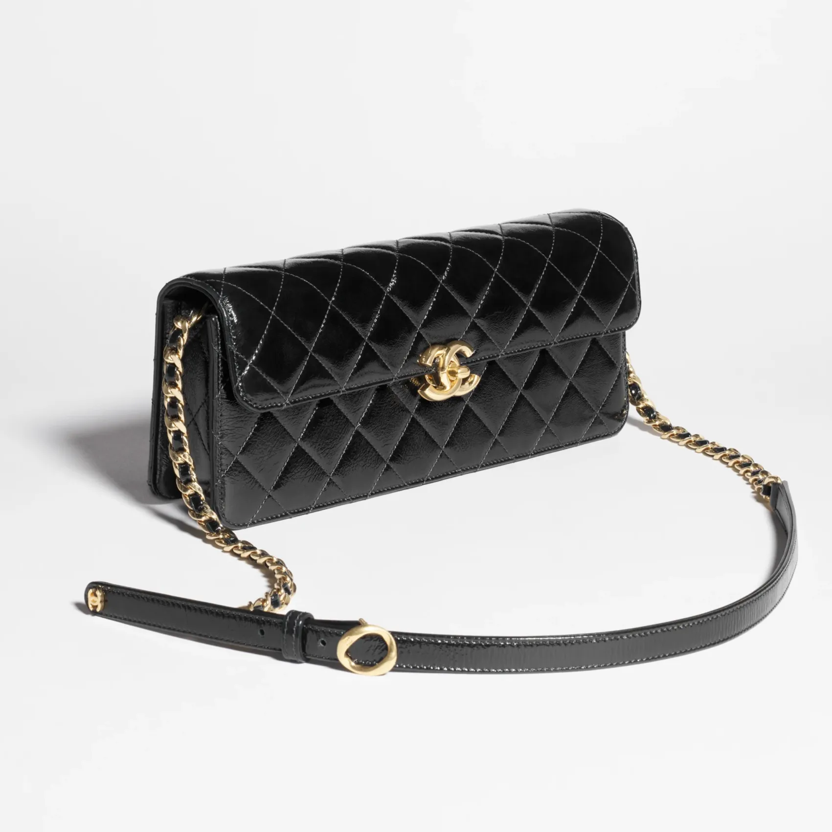 Chanel large flap bag patent lambskin gold tone metal AS5642B2080394305 #2