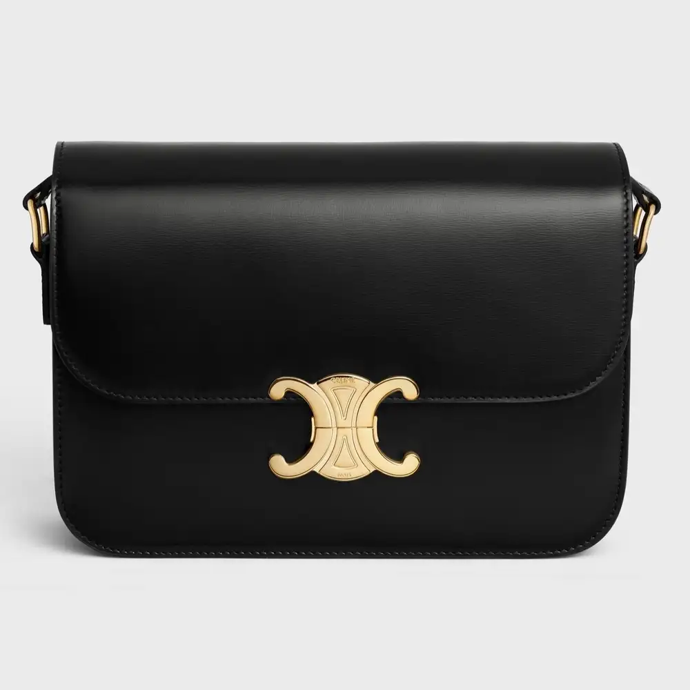 Celine Classique Triomphe Bag in shiny calfskin Black