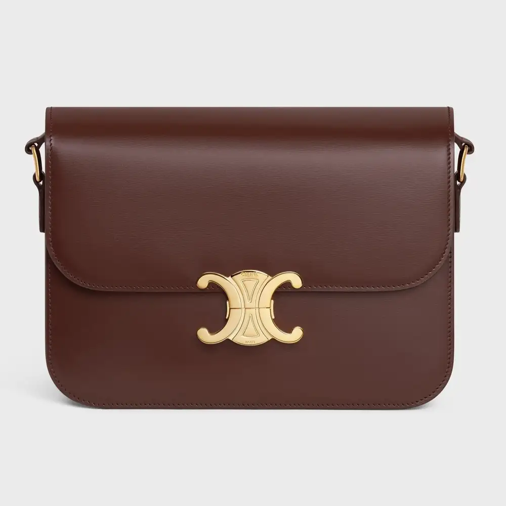 Celine Classique Triomphe Bag in shiny calfskin Chestnut