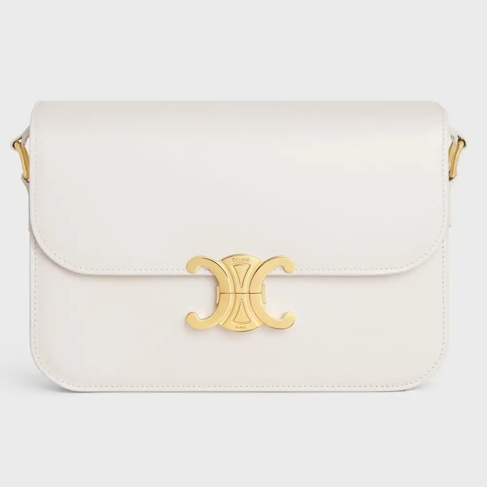 Celine Classique Triomphe Bag in shiny calfskin Rice