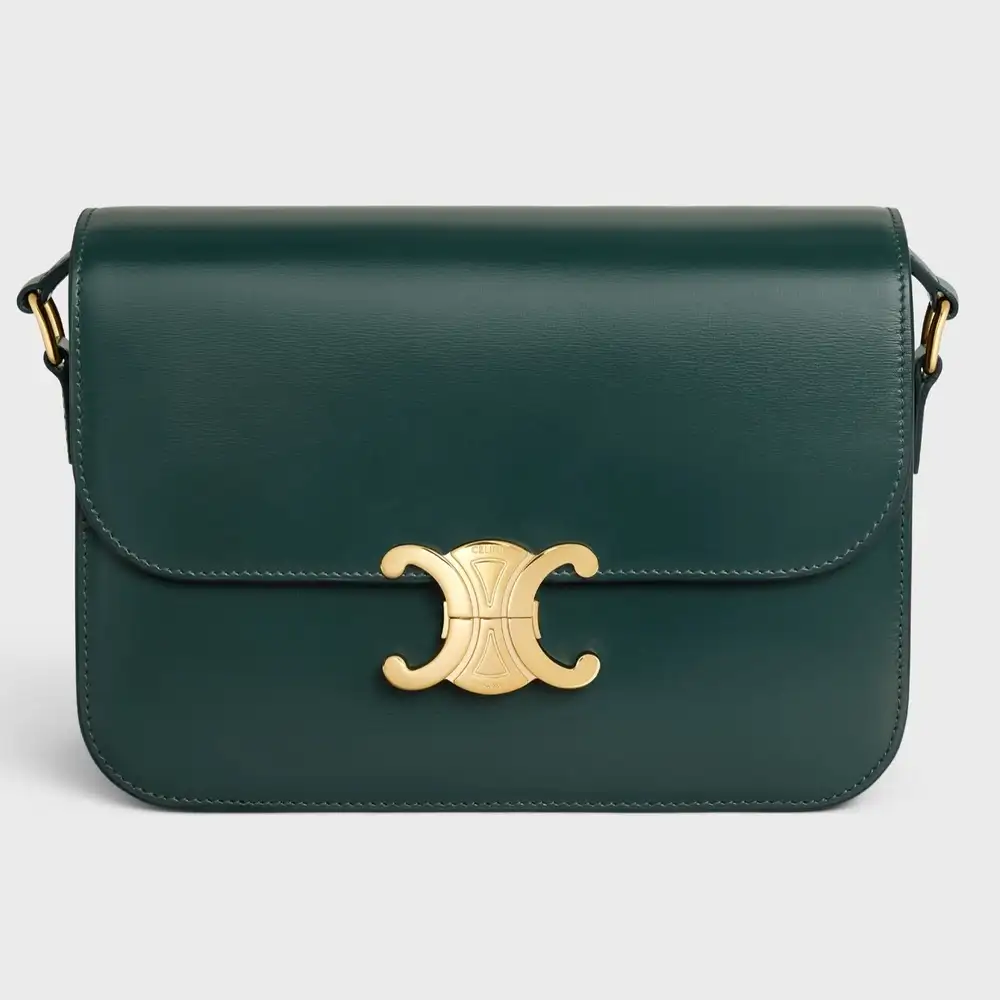Celine Classique Triomphe Bag in shiny calfskin amazone