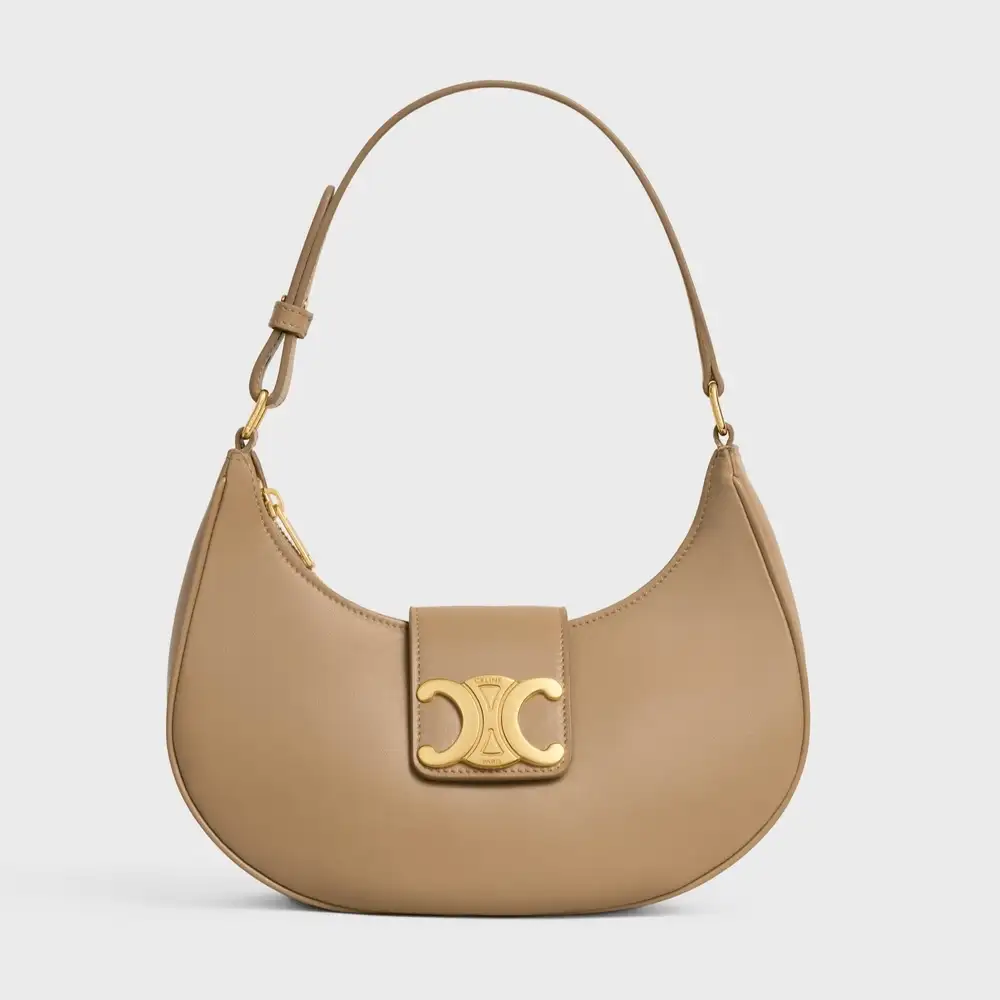 Celine Medium Ava Triomphe Bag In Smooth Calfskin Smoked Brown