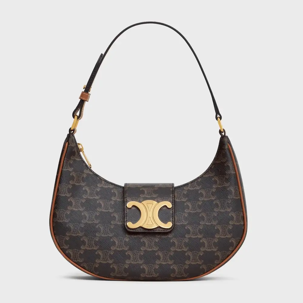 Celine Medium Ava Triomphe Bag In Triomphe Canvas And Calfskin Tan