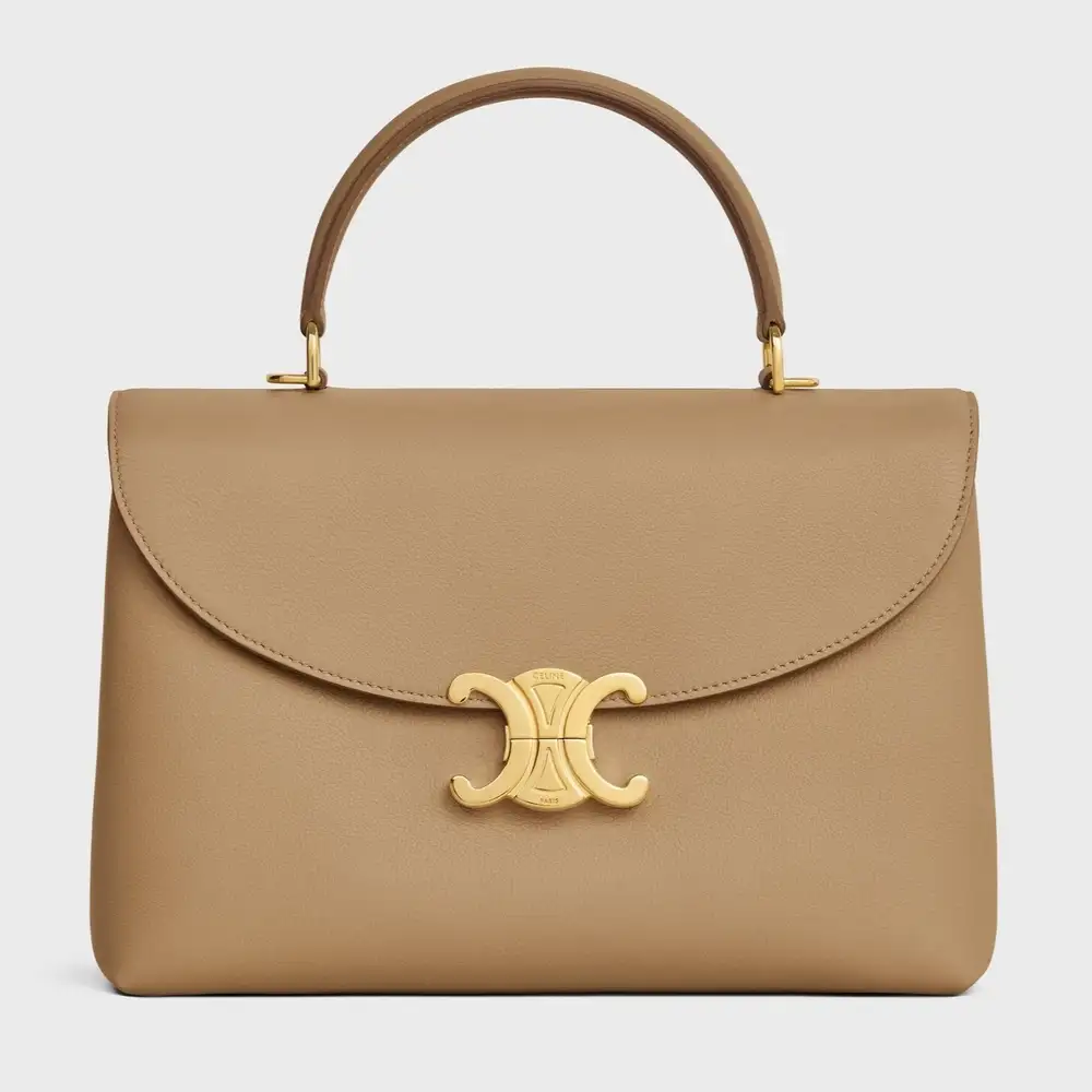 Celine Medium Nino Bag In Supple Grained Calfskin Smoked Brown