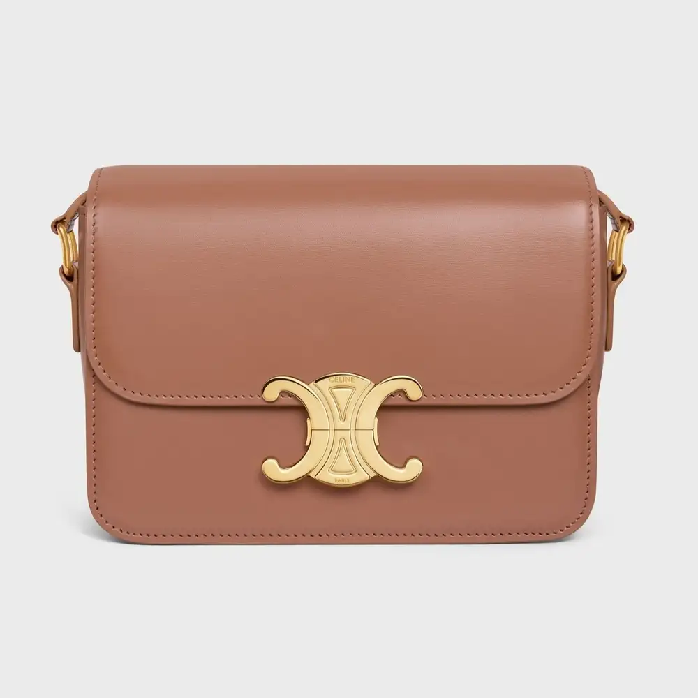 Celine Teen Triomphe Bag in shiny calfskin Bronze