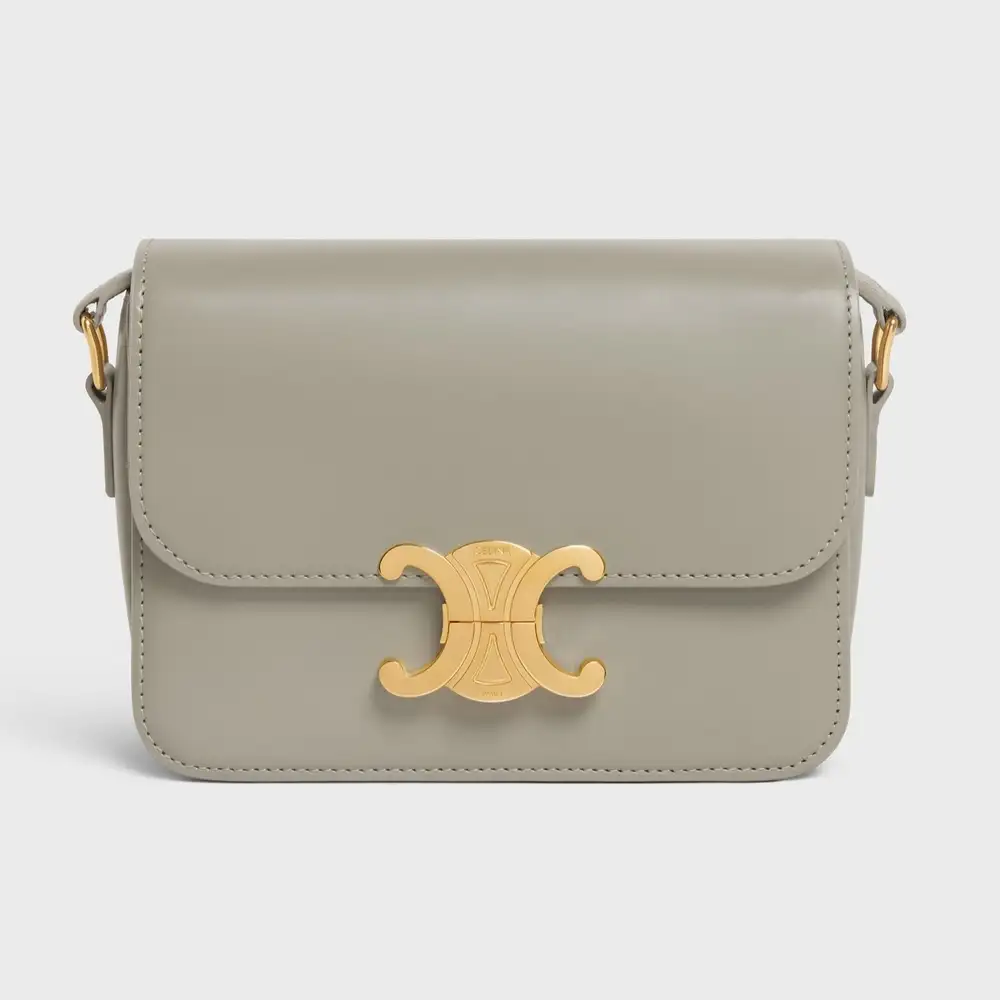 Celine Teen Triomphe Bag in shiny calfskin Green Clay
