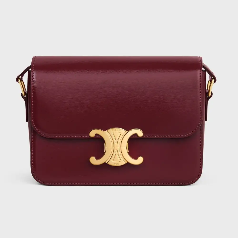 Celine Teen triomphe Bag In Shiny Calfskin Light Burgundy
