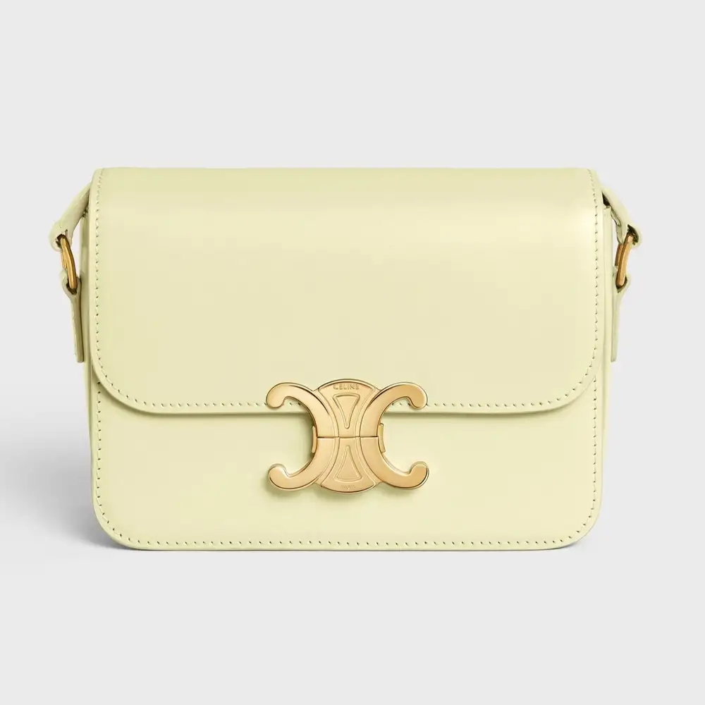 Celine Teen triomphe Bag In Shiny Calfskin Light Yellow
