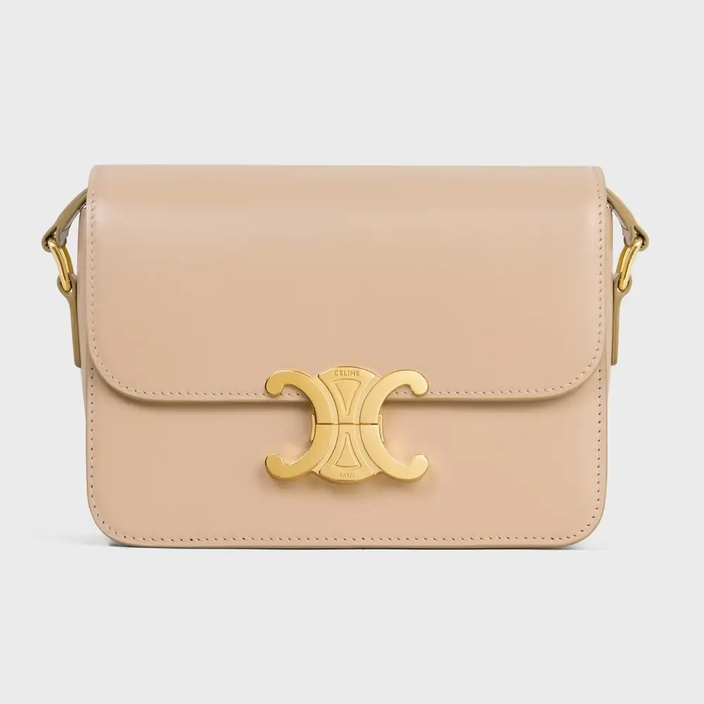 Celine Teen triomphe Bag In Shiny Calfskin Oat Beige