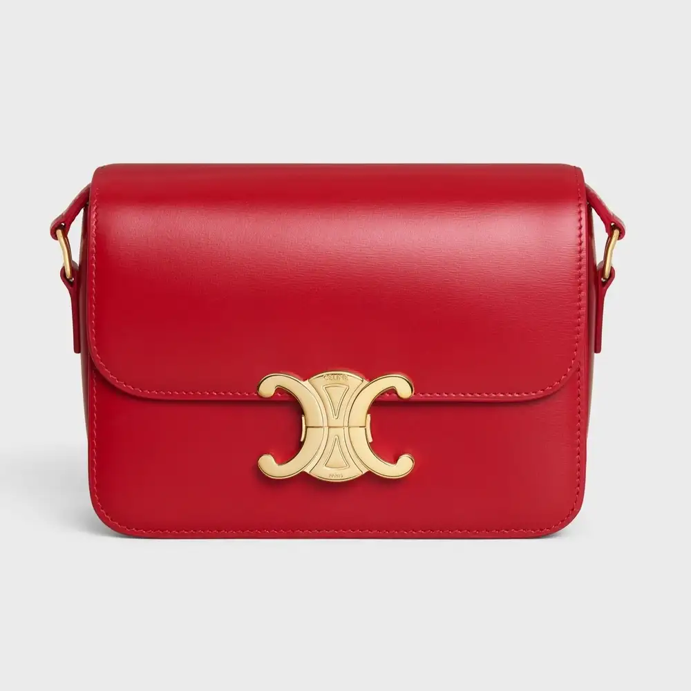 Celine Teen triomphe Bag In Shiny Calfskin Red