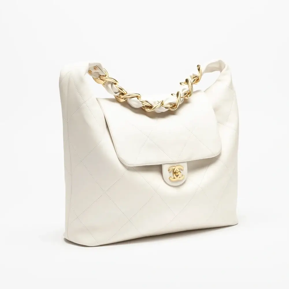 chanel maxi hobo bag shiny calfskin gold tone metal AS5838B2214010601 #2