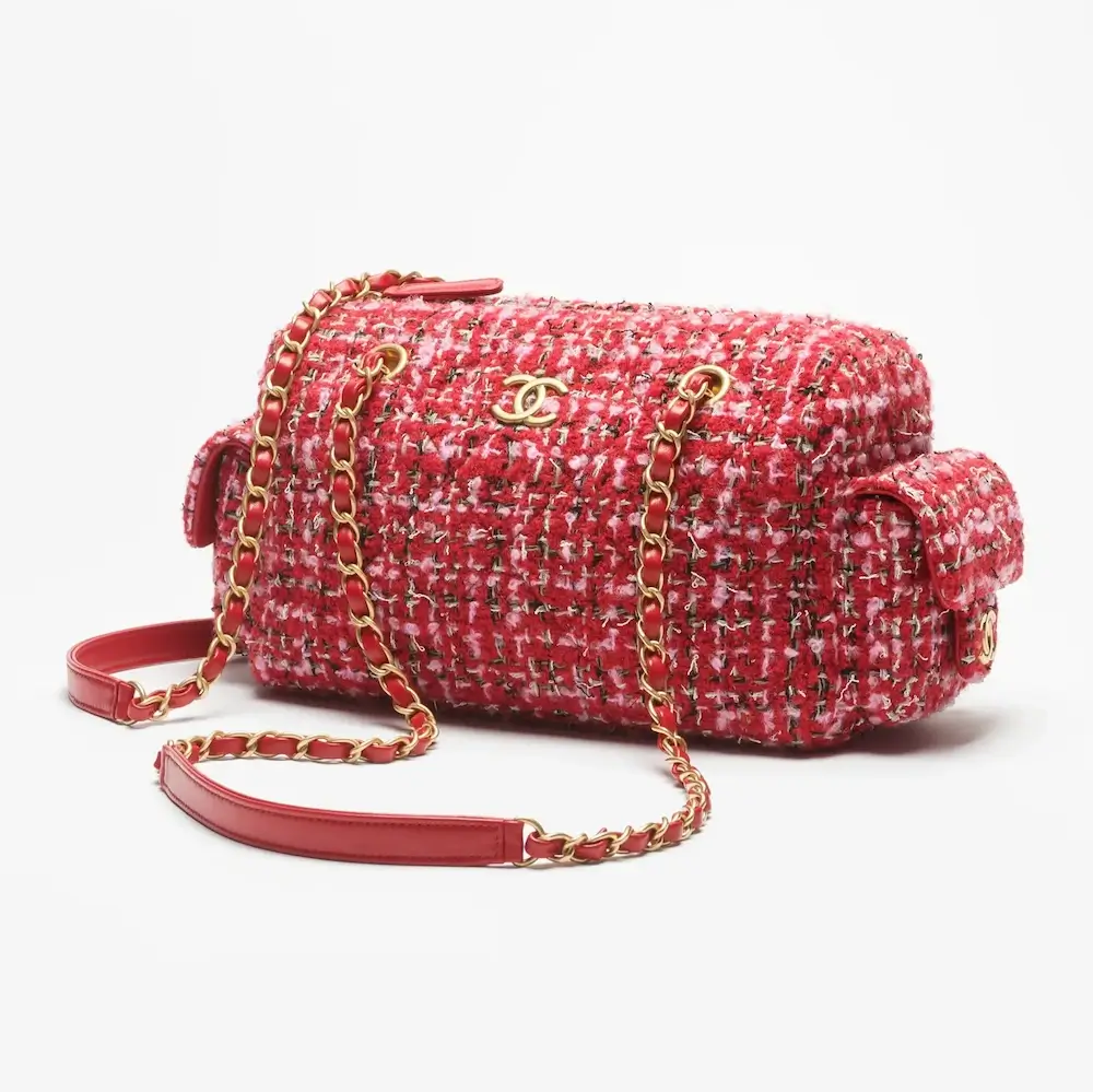 chanel small bowling bag tweed gold tone metal AS5792B22160U2675