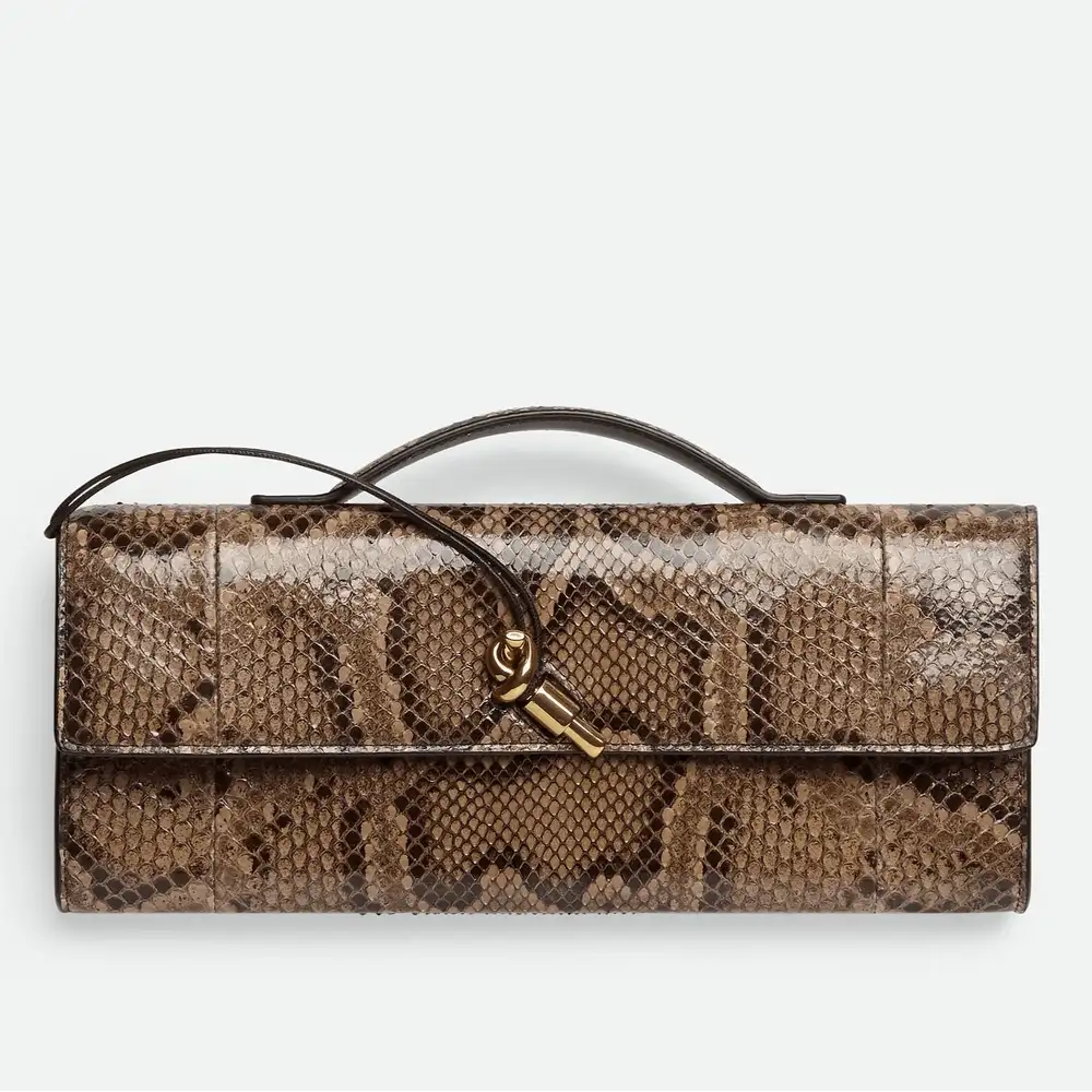 Bottega Veneta Andiamo Clutch Python Fondant