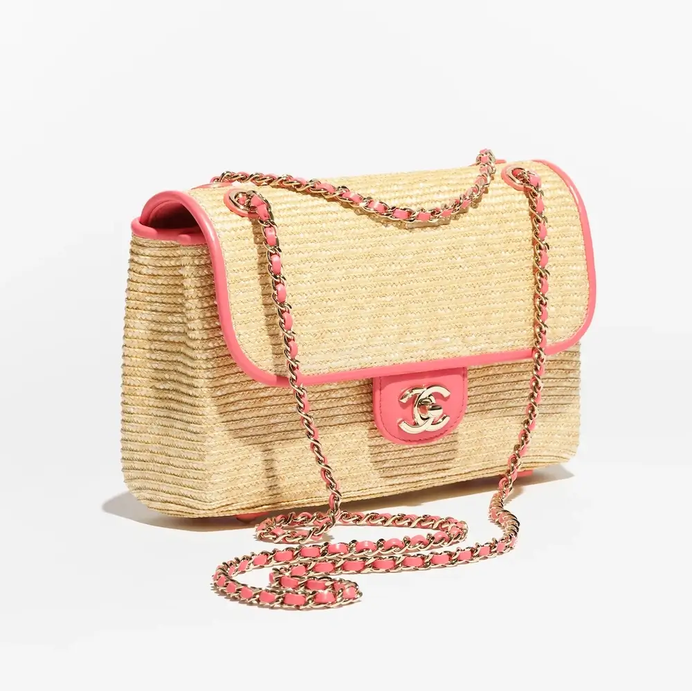 Chanel small flap bag braided straw lambskin gold tone metal AS6017B22647U6028 #2